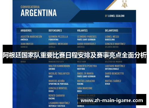 阿根廷国家队重要比赛日程安排及赛事亮点全面分析